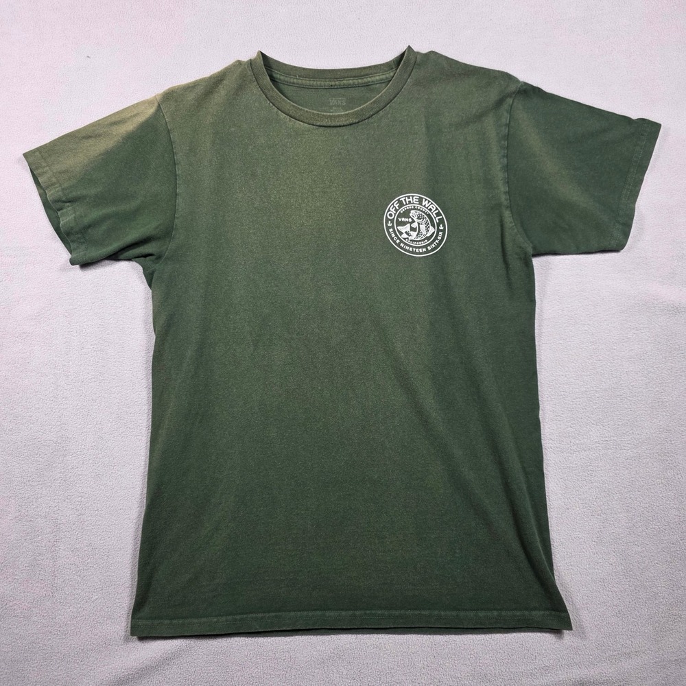 Vans T-Shirt Mens Small Green Graphic Faded